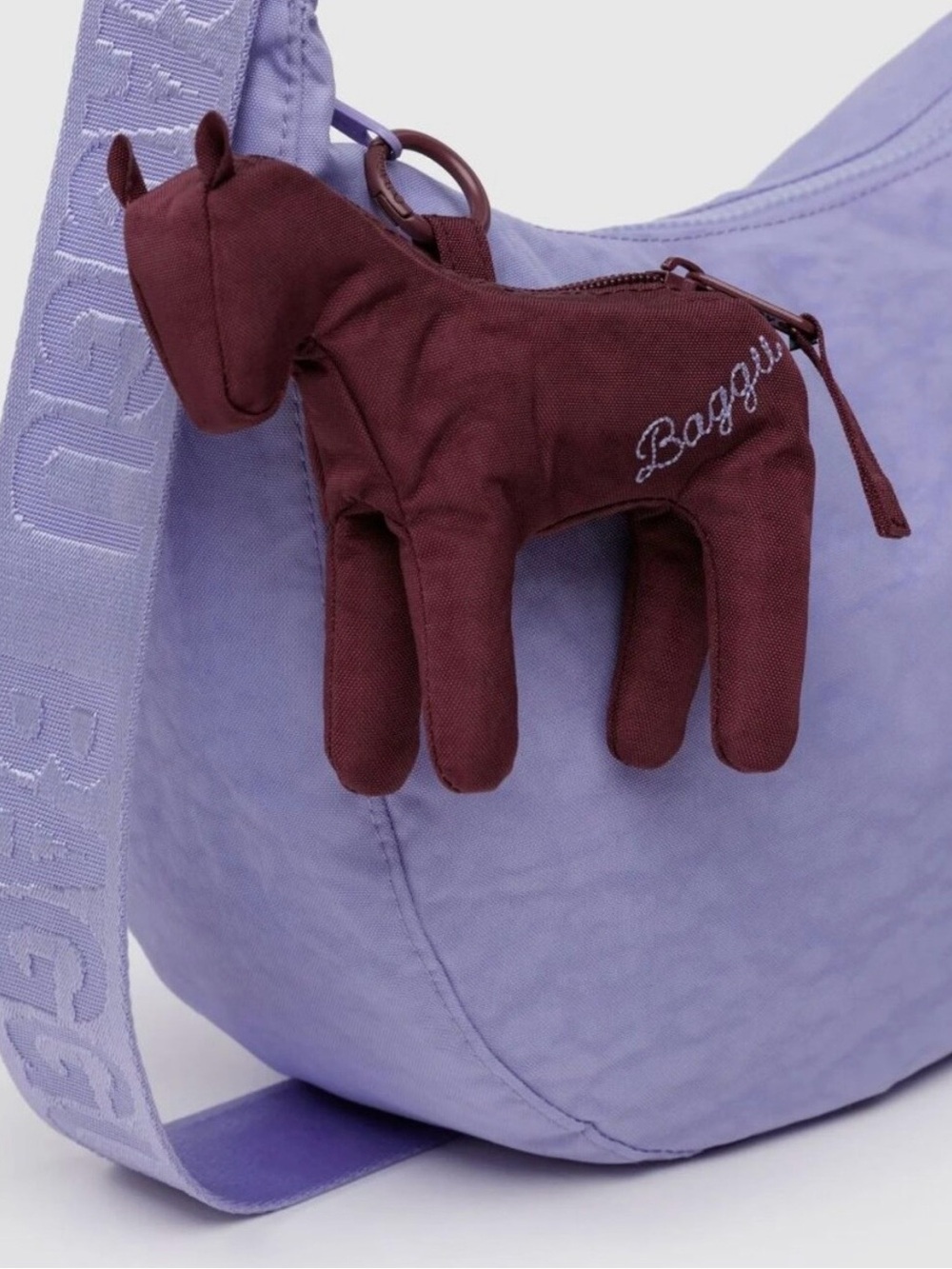 Baggu Medium Crescent Bag and horse bag charm